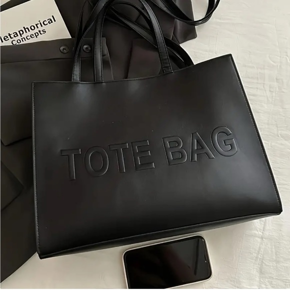 Unbranded Sleek Large Capacity Tote with “TOTE BAG" Logo - NIP - Picture 4 of 16